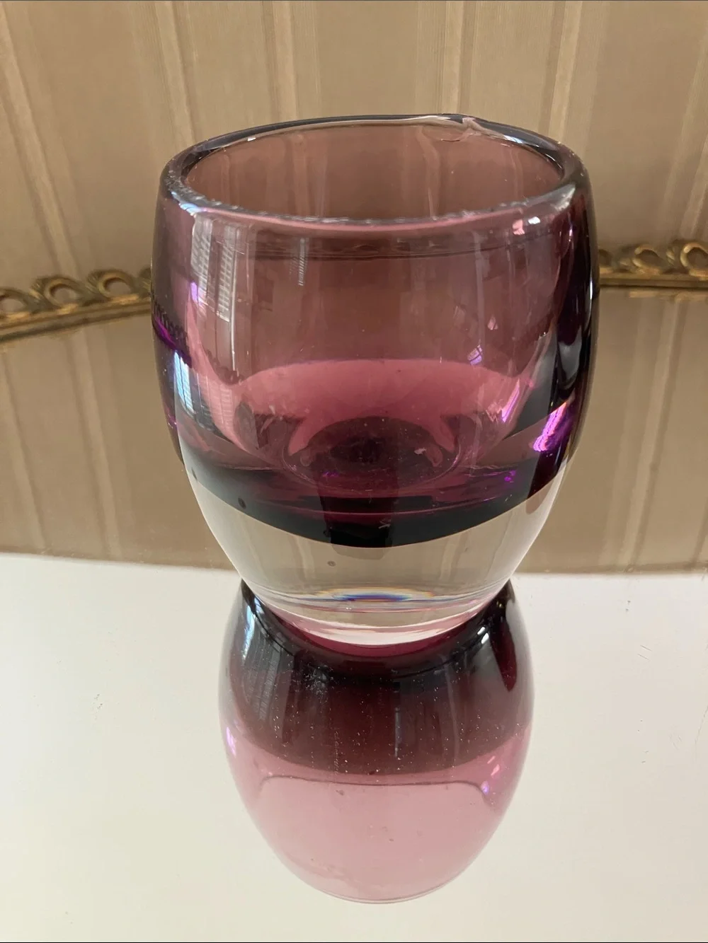 Crate & Barrel 4 Glass Voltive Candle Holders. Heavy Base, Made in Poland
